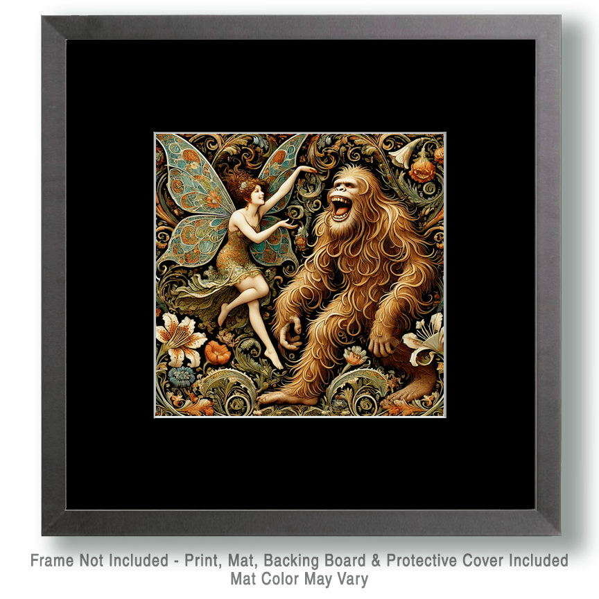 Mowbi - Vendita all'ingrosso Stampa artistica - Tipo Tosto, Bigfoot: Credi in Te Stesso - Stampe d'Arte di Criptidi - Stampe di Bigfoot – Opera d'Arte 8″x8″ in Passepartout 12″x12″15