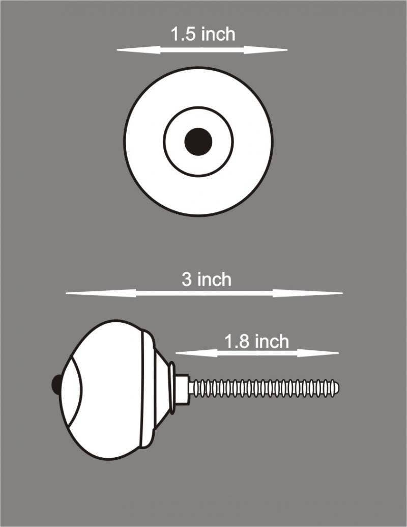 KNOBCO – wholesale Knopp/Handtag – Handgjord dekorativ rund form svart och limegrön design på Off White Base Keramiska skåpsknappar1