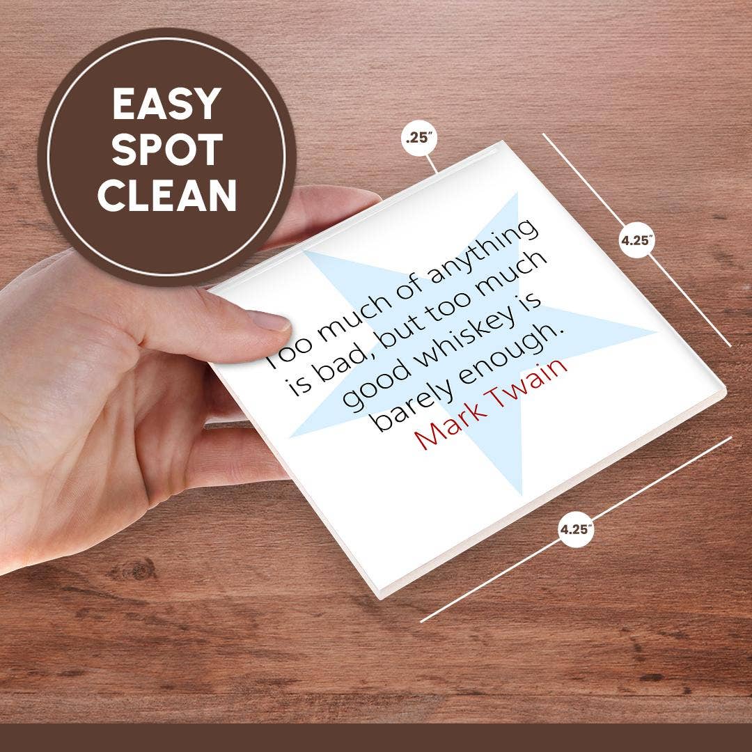 3dRose - Vendita all'ingrosso Sottobicchiere - 3dRose, Citazioni di Mark Twain - Troppo di qualsiasi cosa è male, Sottobicchiere6