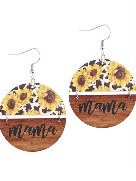 ( S431 ) MOTHER THEME ACRYLIC AND WOOD FLOWER EARRING for wholesale by Jewelry Max