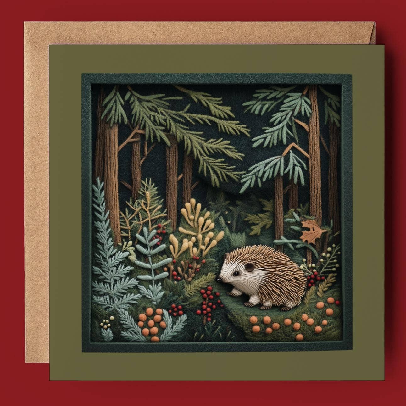 Good Post Day – wholesale Christmas card – Deep Forest Hedgehog 2D Printed Shadow Box Card1