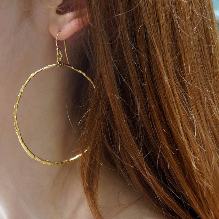 Hoop Earrings Olive Branch Design Silver/Gold Plated for wholesale by Mother Nature Jewelry