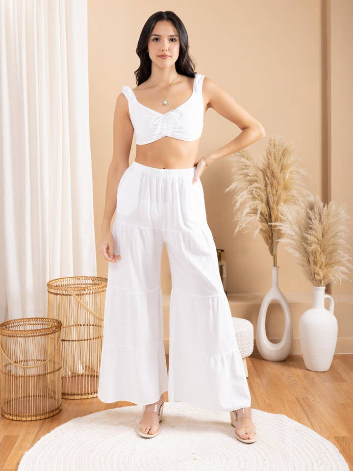 NW1856 - White Cotton Pants for wholesale by Seaspice Resort Wear