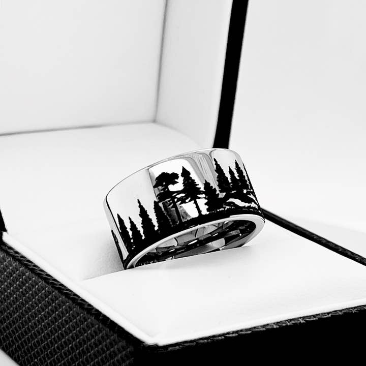 rings paradise – Großhandel Schmuck – Herren – Promise-Ring für Herren aus Wolframkarbid mit Automuster5