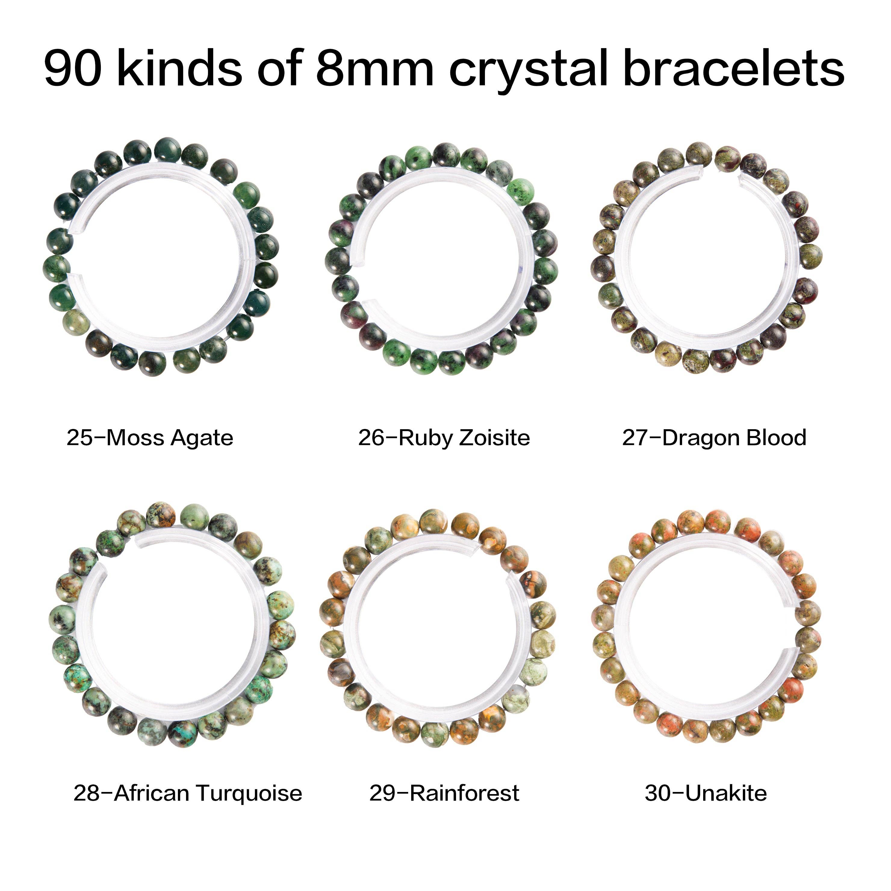 YYDIYcrystal - Vente Bracelet de perles - Bracelet en cristal 8mm 2 pièces, bijou en perles de pierres précieuses,3