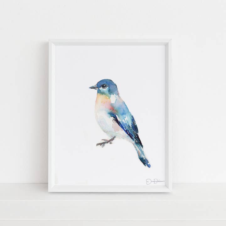 "Bluebird of Happiness" Bluebird Print for wholesale by Jess Buhman Art