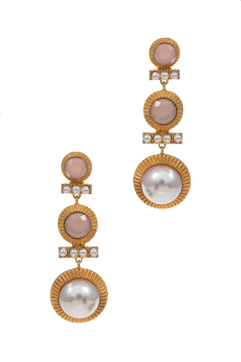 Designature New York – Großhandel Ohrhänger – Ohrringe mit linearem Design aus Perlenglas und drei Tropfen.5