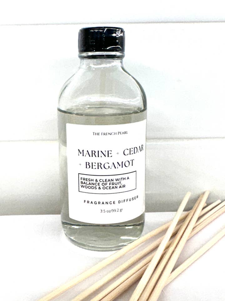 Marine + Cedar + Bergamot Home Fragrance Reed Diffuser for wholesale by The French Pearl