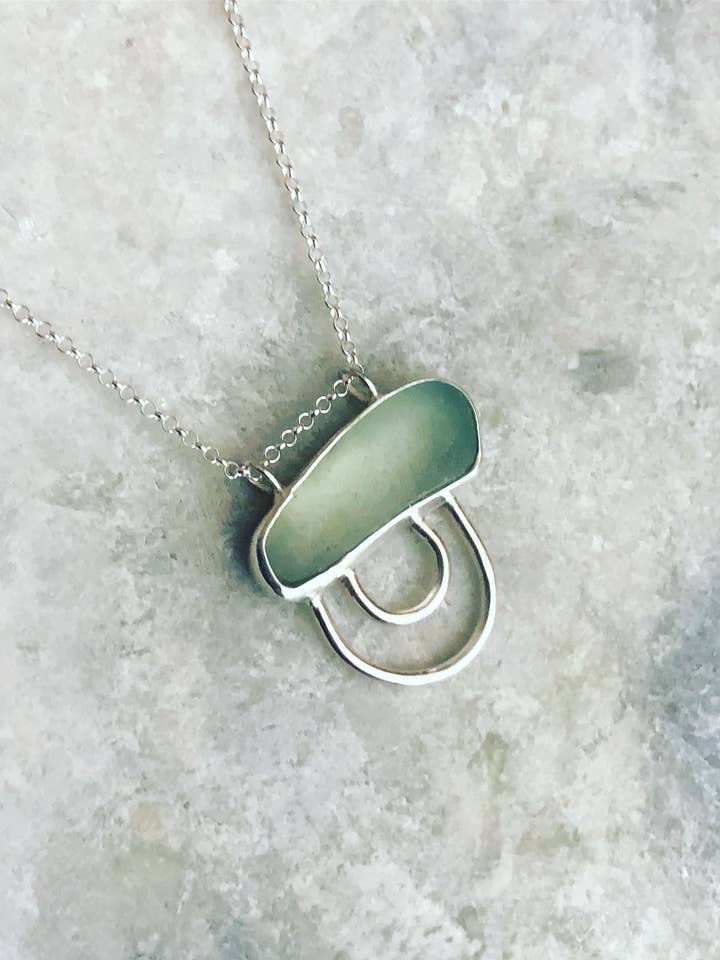 Perelle Jellyfish Seaglass Necklace for wholesale by La Soucique Studio Metalsmithing