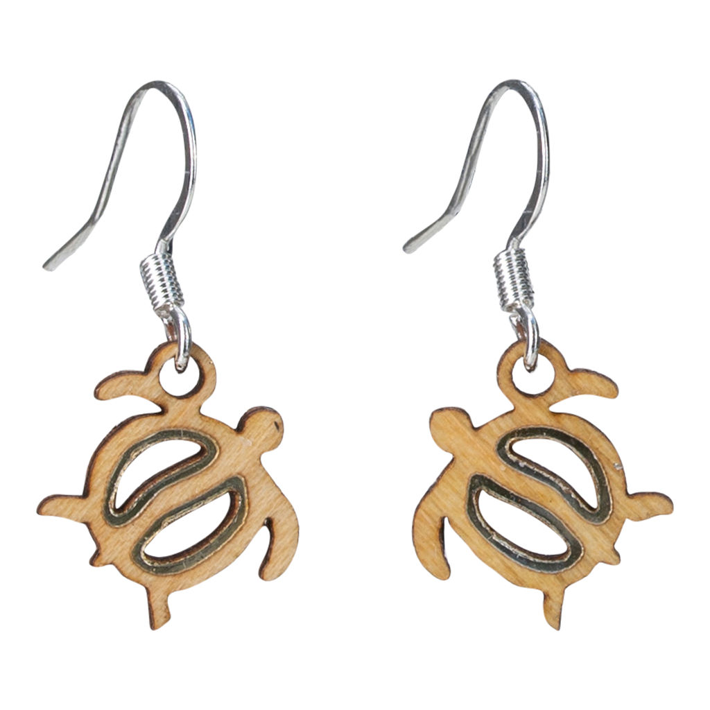 Woodcutts Inc. - Wholesale Dangle Earrings - Turtle Twig Earring with Silver Foil Accent0