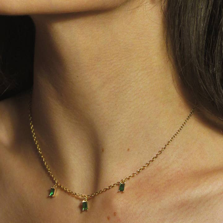 Orisit - Wholesale Pendant/Charm Necklace - Emerald Green Zircon Rhinestone Pendant Necklace5