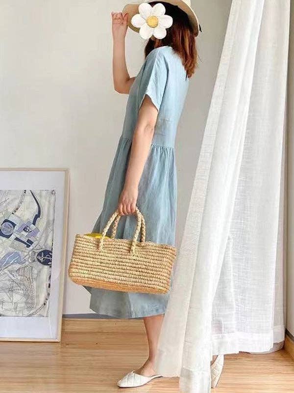 StyleGalX - Wholesale Dress - Women's - Casual Loose Solid Color Round-Neck Midi Dresses12