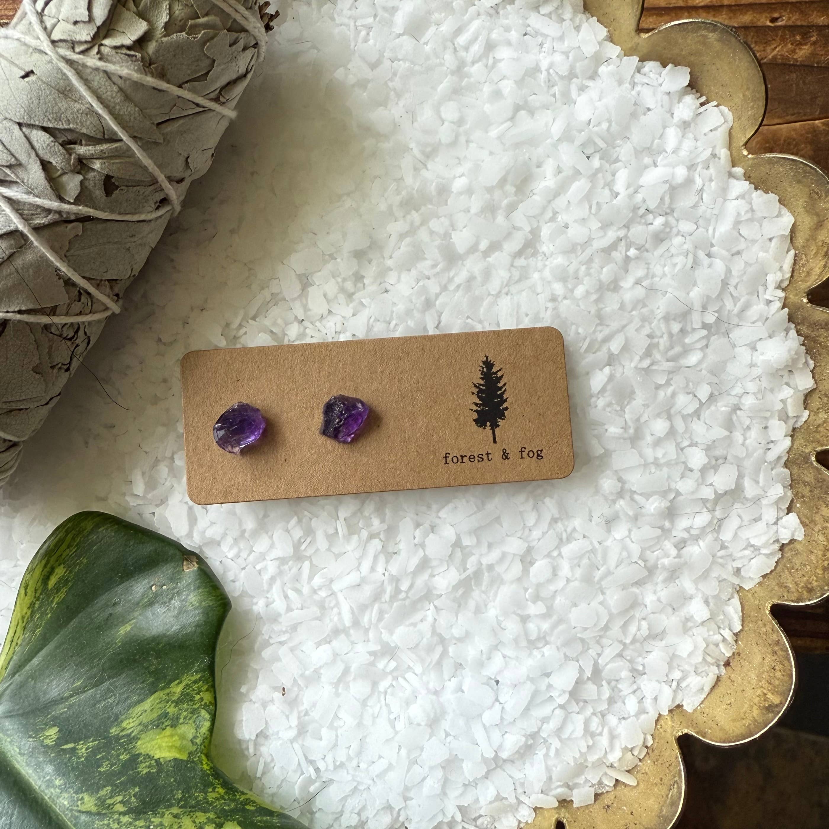 forest & fog - Wholesale Stud/Post Earrings - Amethyst Raw Gemstone Stud Earrings