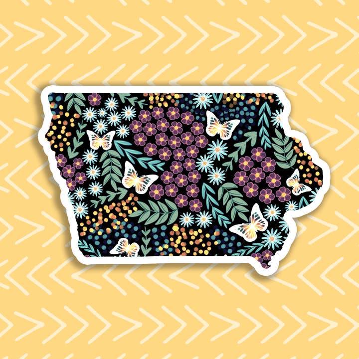 Iowa Floral State Sticker for engroshandel hos Eve's Art Shop