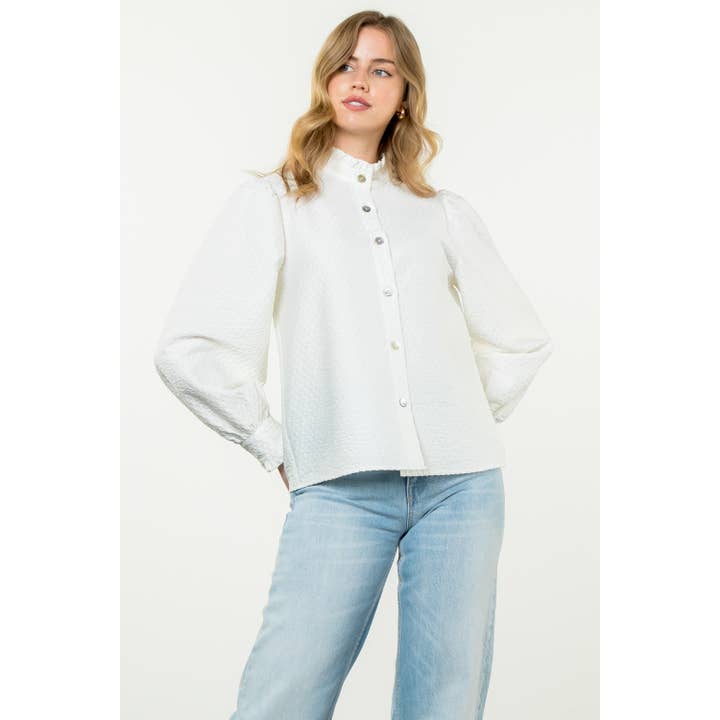 THML - Wholesale Button Down Shirt - Women's - Long Sleeve Textured Button Up Top