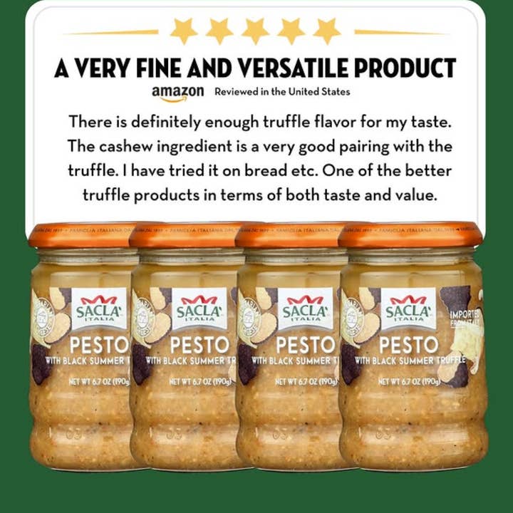 Sacla - Wholesale Pesto - Sacla Italy Black Summer Truffle Pesto 6x6.7oz Pasta Sauce1