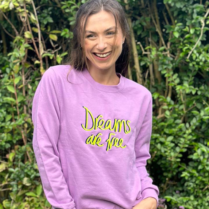 SAMPLE SALE Nickie Kelly X Percy & Nell 'Dreams are Free' Sweatshirt In Lavender EXTRA SMALL for wholesale by Percy and Nell Retail Limited