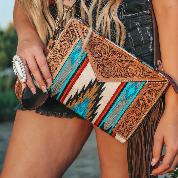 Haute Southern Hyde - Wholesale Crossbody Bag - Women's - The Santa Cruz Leather Tooled Purse