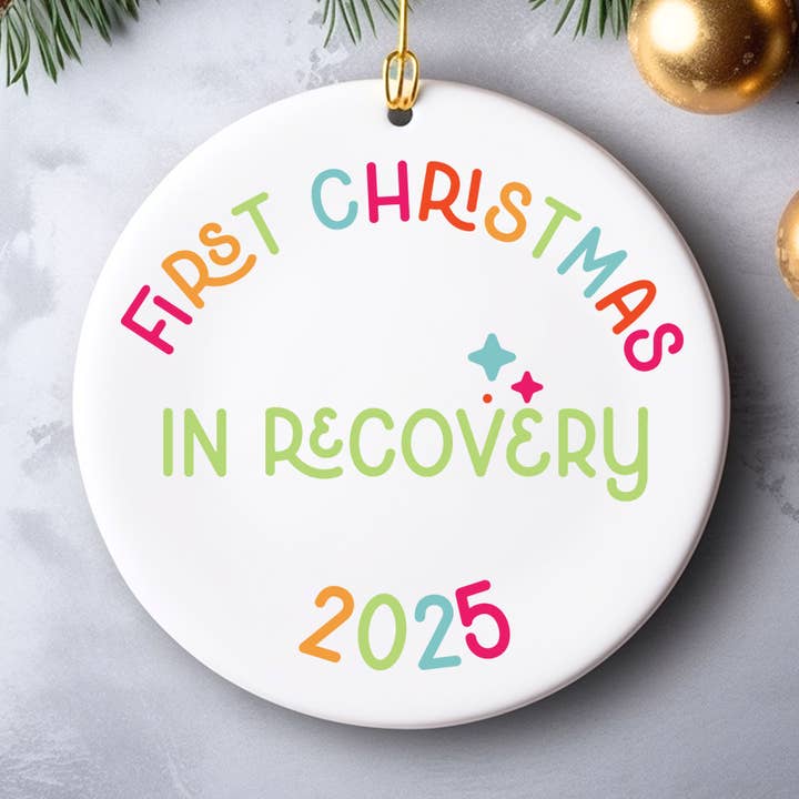 first christmas in recovery ornament for wholesale by Square Peggy