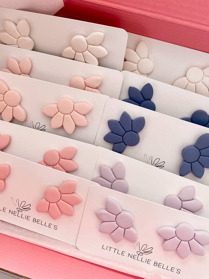Luxious Daisy Polymer Clay Earrings for wholesale by Little Nellie Belles