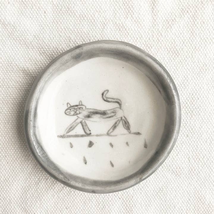Steph Becker - Wholesale Jewelry Dish - Handmade Ceramic Cat Trinket Dish - Hand Painted Animal 1