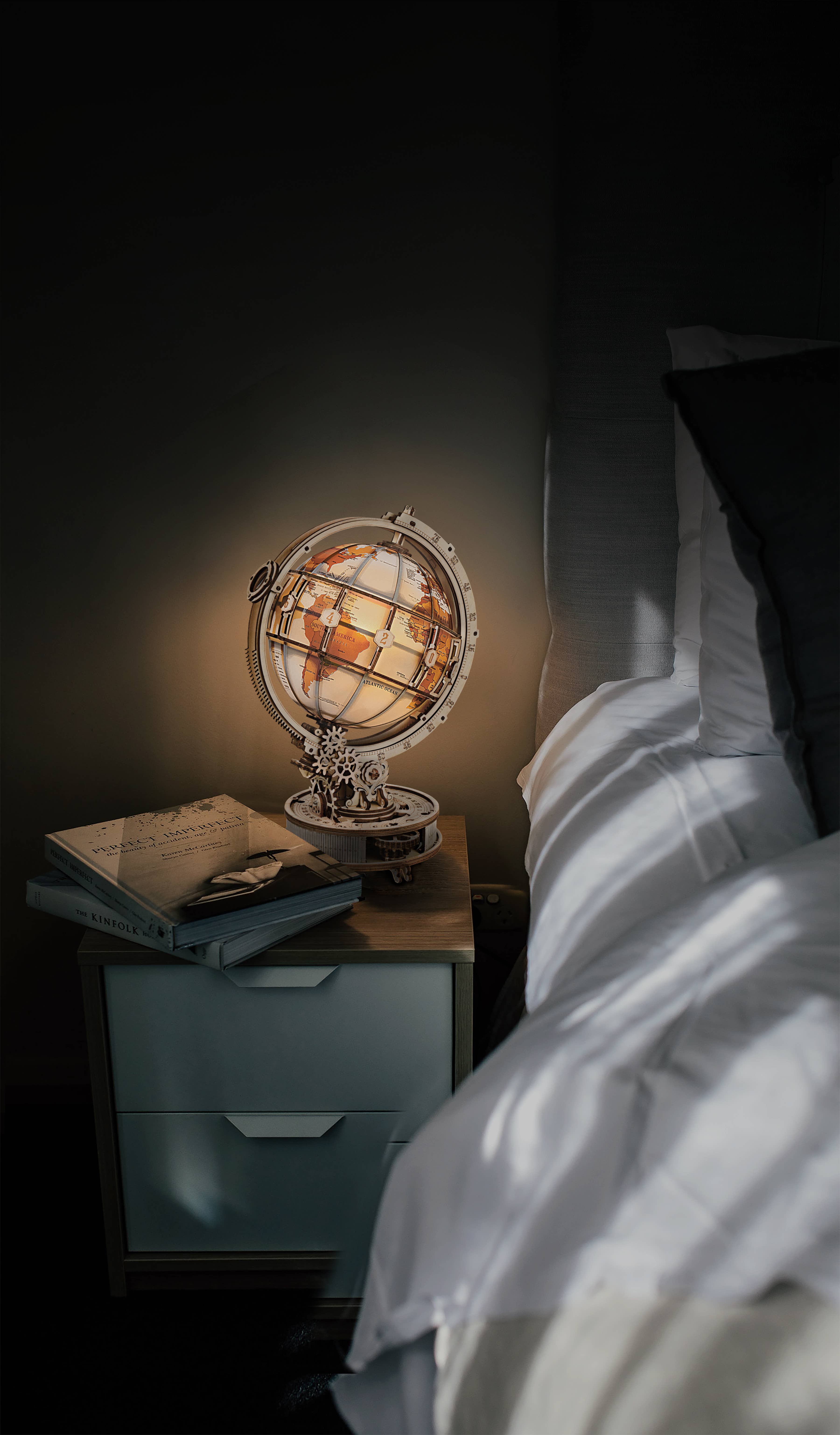 Robotime - Wholesale Doe-het-zelf-knutselset - ST003 Luminous Globe Rokr 3D houten puzzels Crafts Natural7