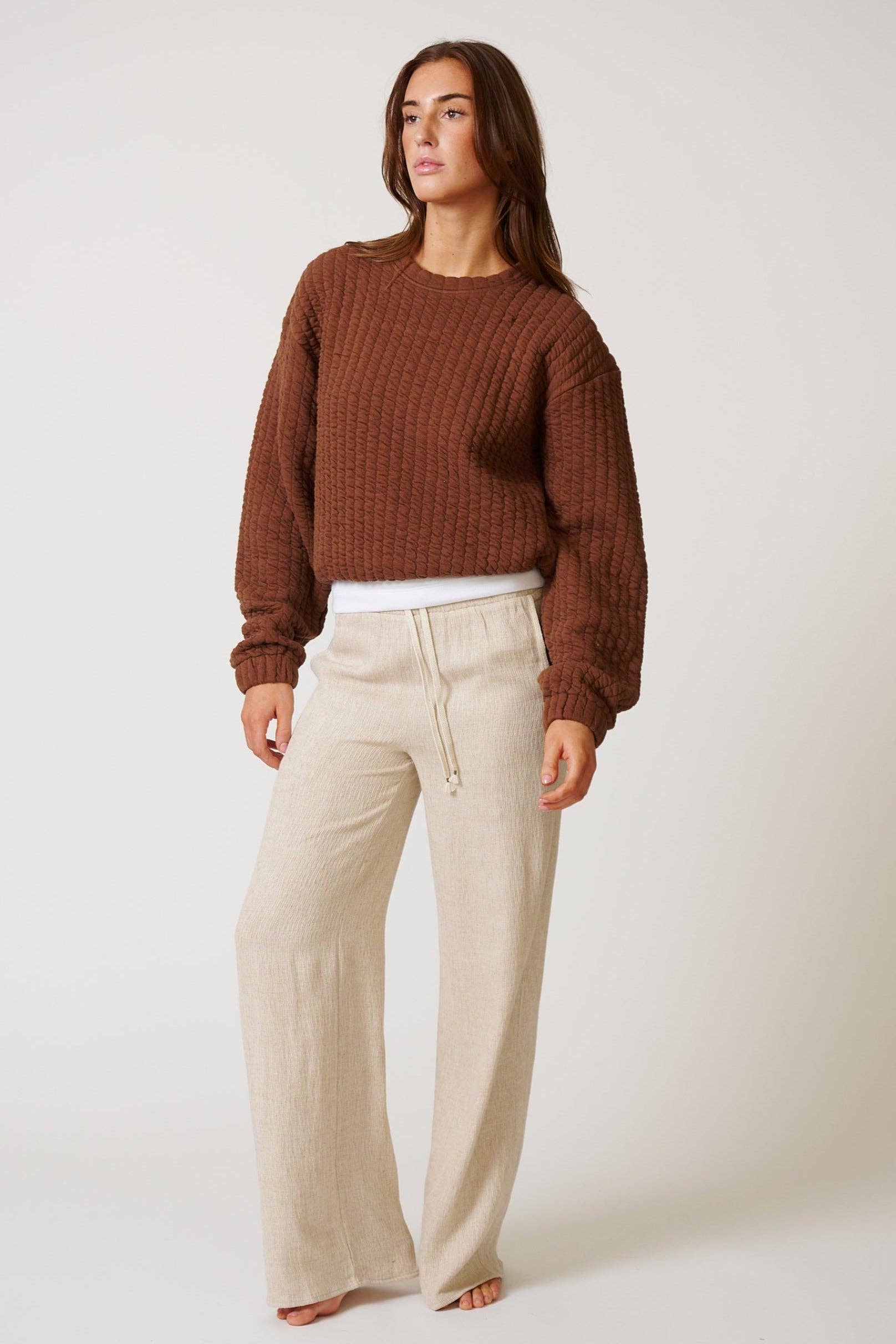 LEISURE LAB - Wholesale Knit Sweater - Women's - WOMENS QUILT CREWNECK SWEATER10