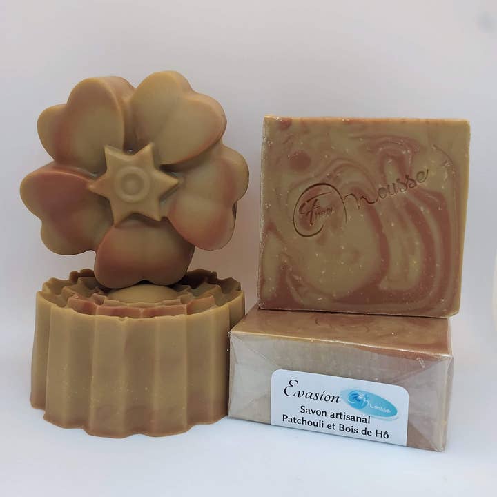 Evasion - Savon surgras Patchouli et Bois de Hô pour la vente par Free Mousse
