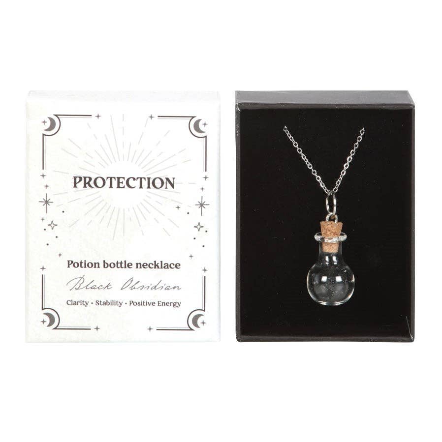 Something Different Wholesale - Wholesale Pendant/Charm Necklace - Protection Obsidian Crystal Chip Potion Bottle Necklace1