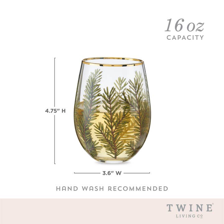 Twine - Wholesale Wine Glass - Gold-Rimmed Woodland Stemless Wine Glasses - Set of 2
