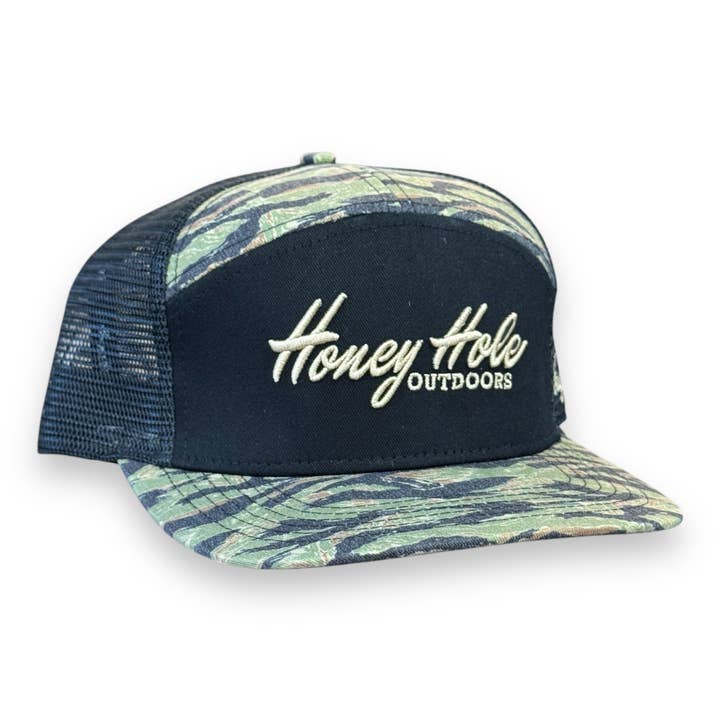 7 Panel Flatbill - Heritage - Tiger Camo for wholesale by Honey Hole Outdoors