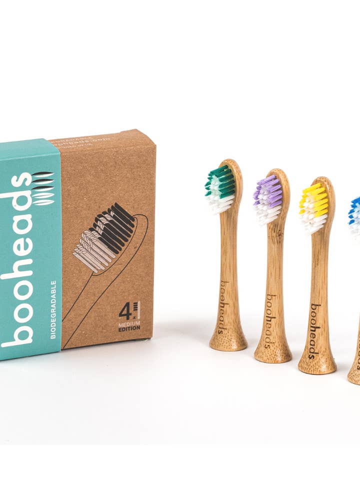 booheads - 4PK - Bamboo Electric Toothbrush Heads - Deep Clean - Multicolour | Compatible with Sonicare | Biodegradable Eco Friendly Sustainable for wholesale by booheads