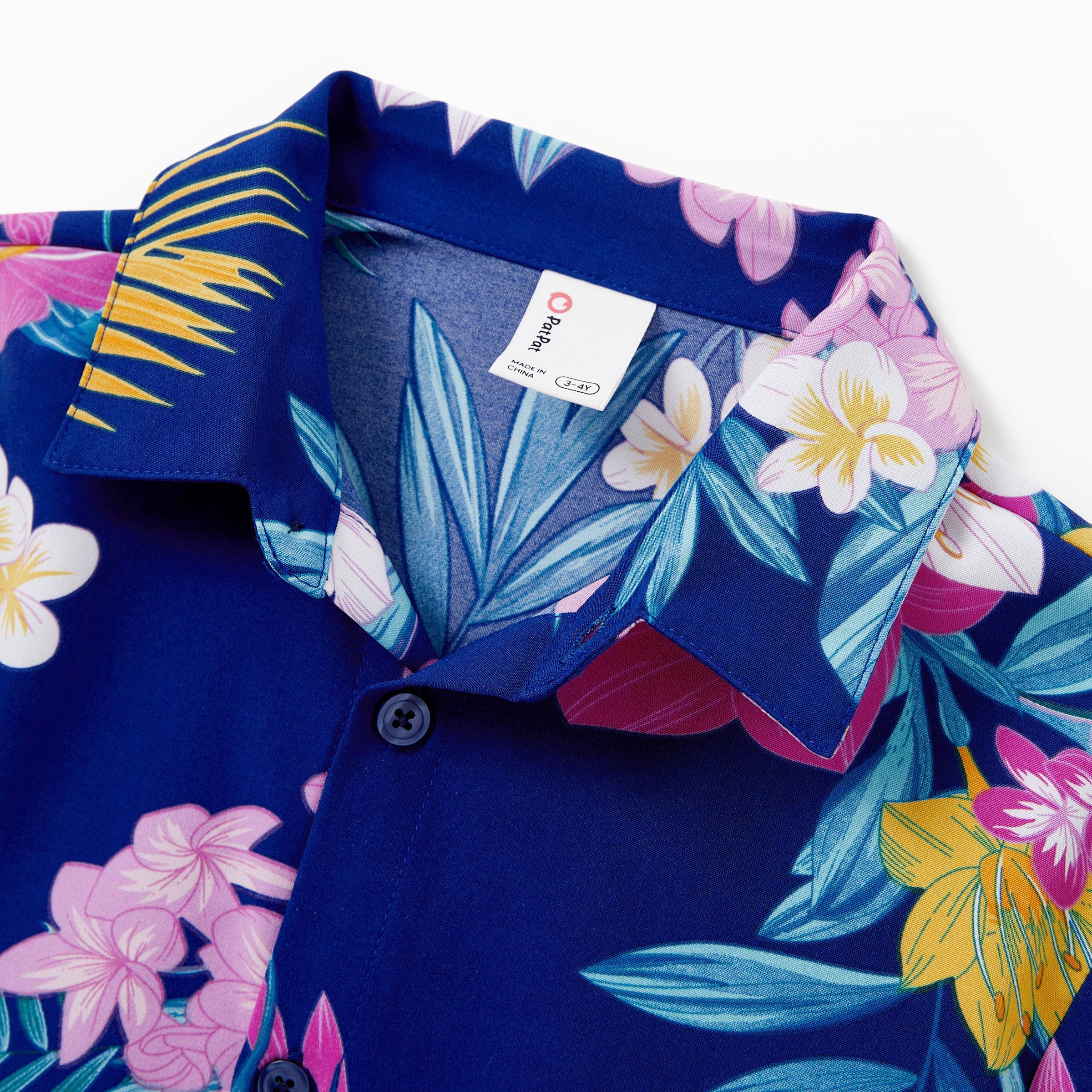 Blu profondo Abito o Set di Camicia e Pantaloncini Tropicale Hawaiano per Famiglia in vendita all'ingrosso su Faire3