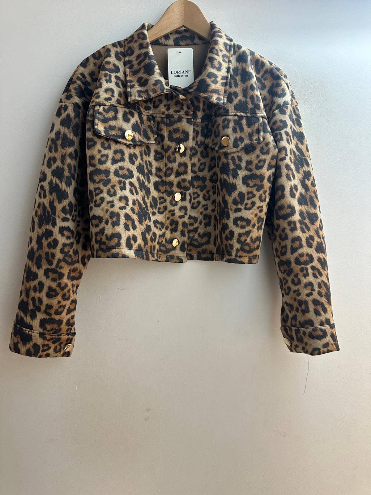 Camel 10374 Short leopard print jacket for wholesale on Faire