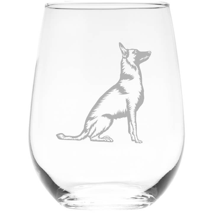 Malinois Thema, Honden Stijl Wijnglas zonder Steel, 17 oz. (Stijl M2) voor wholesale door C&M Personal Gifts