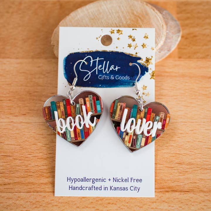 School - Book Lover Heart Dangles - Reading Library Teacher for wholesale by Stellar Gifts & Goods Wholesale