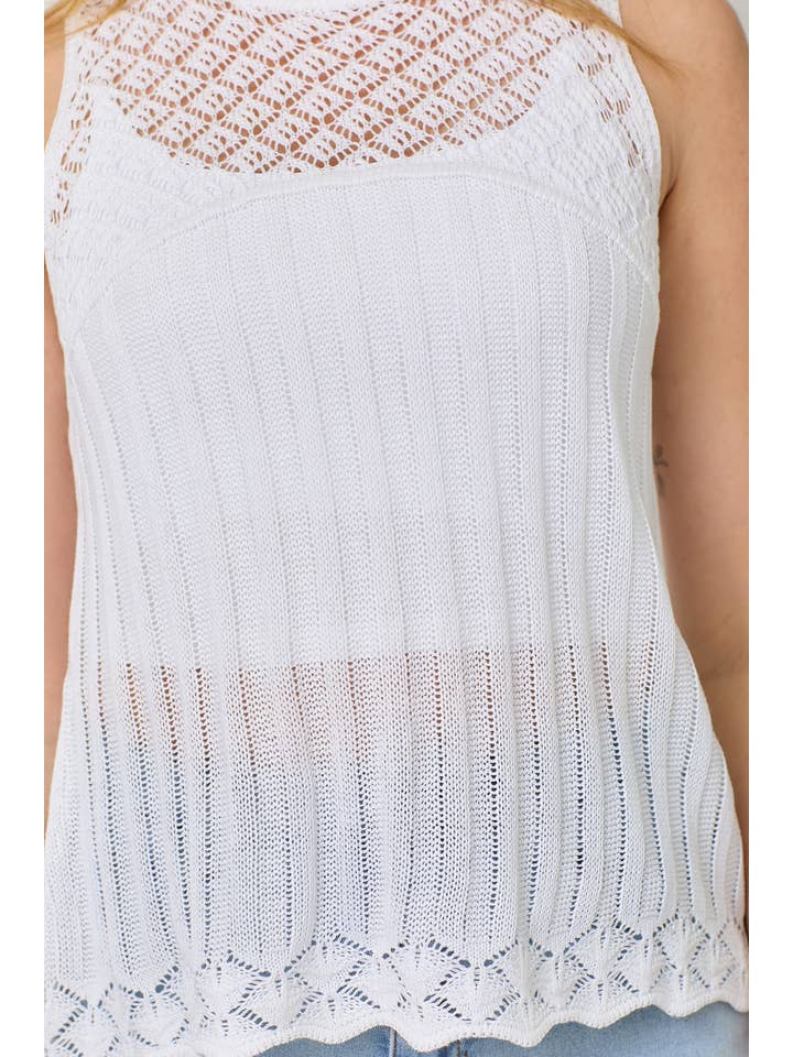 Mystree - Wholesale Knit Top - Women's - 60948 Crochet Yoke Sleeveless Sweater Top 13
