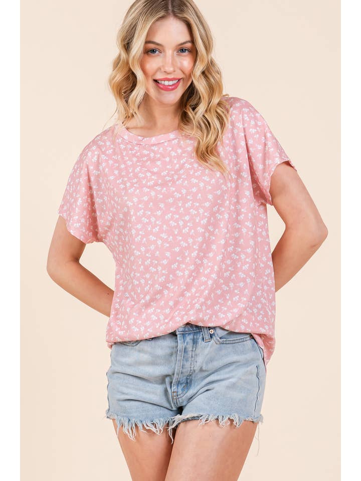 BOMBOM - Wholesale T-Shirt - Women's - TA2245 FLORAL BLISS RELAXED TEE