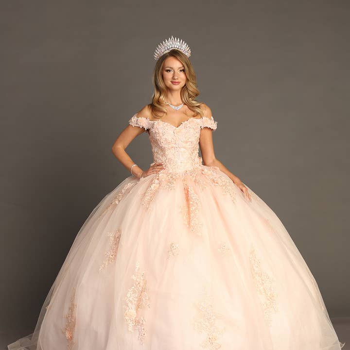 Chicas - Wholesale Gown - Women's - Off the Shoulder Quinceanera Dress With Flowers CHF30660