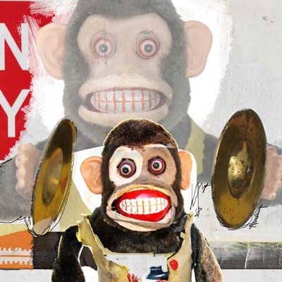 Mauvais endroit au mauvais moment <br> Série Monkey Business <br> Impression sur toile pour la vente par Michel Keck LLC