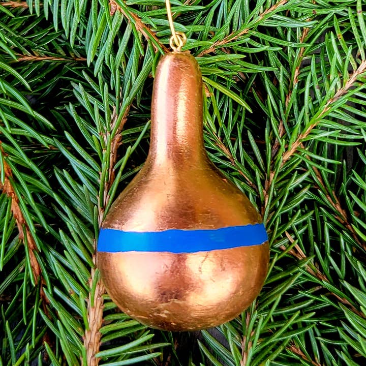 Blue and Copper Mini Gourd Ornament for wholesale by Full Circle CraftWorks