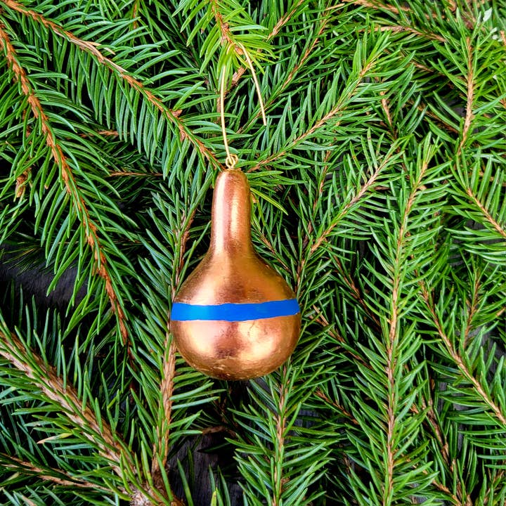 Blue and Copper Mini Gourd Ornament for wholesale by Full Circle CraftWorks