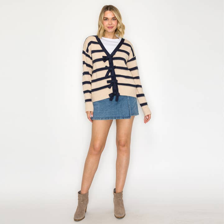 Liefde Liefde Strik Streep V-hals Vest - LWSW1218 voor wholesale door LoveWednesday