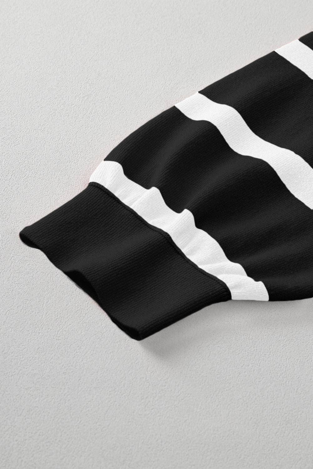 Amaryllis Apparel - Wholesale Tunic Sweater - Women's - Stripe Colorblock Oversized Sweater25