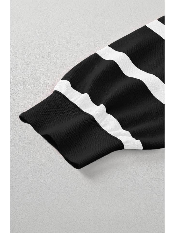 Amaryllis Apparel - Wholesale Tunic Sweater - Women's - Stripe Colorblock Oversized Sweater25