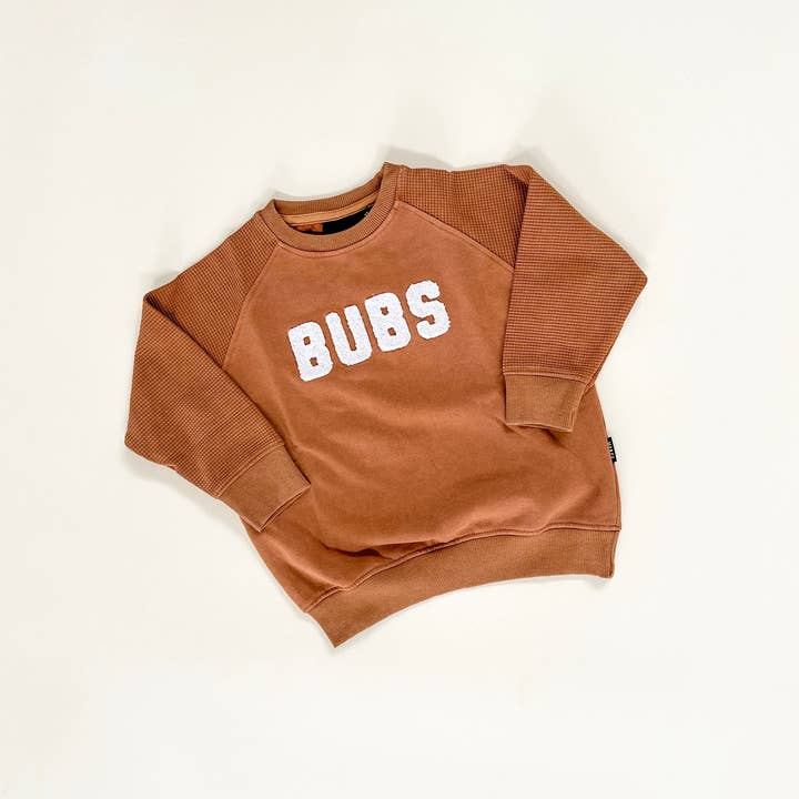 Col rond à manches gaufrées Bubs en chenille pour enfant - Faded Autumn pour la vente par Merce and Company