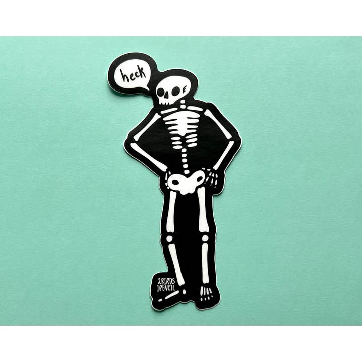Big Skeleton Vinyl Sticker for wholesale by 2Birds1Pencil Illustrations