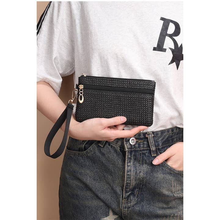 42POPS - Wholesale Wallet - Women's - SI-26765 Boho Woven Straw Wristlet Wallet Bag