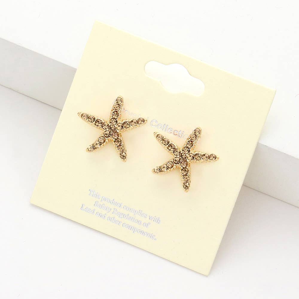 Sensibling Corp. - Wholesale Stud/Post Earrings - Crystal Starfish Stud Earrings
7