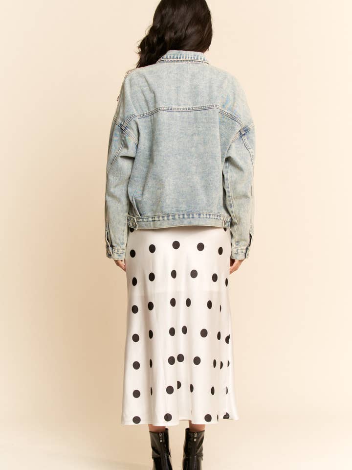 MESH STITCHING BUTTON DOWN DENIM JACKET for wholesale on Faire6